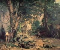 Courbet, Gustave - A Thicket of Deer at the Stream of Plaisir-Fountaine